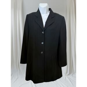 Valerie Stevens Pure Wool Black Long Blazer Coat– Women’s Size 4